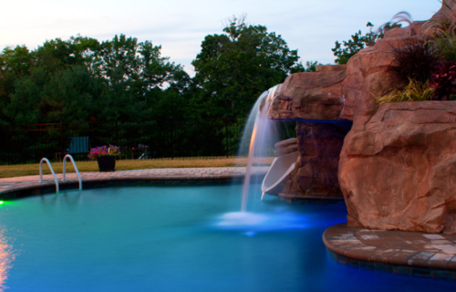 Custom Waterfall, Slide and Lights
