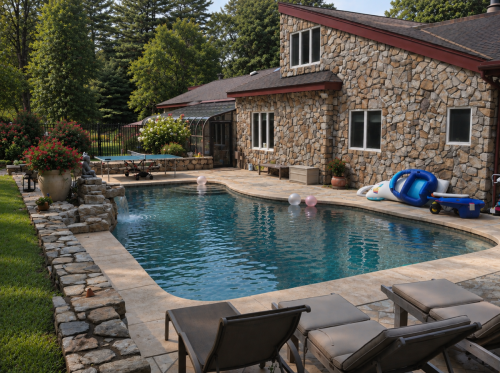 Gunite Pool with water feature 