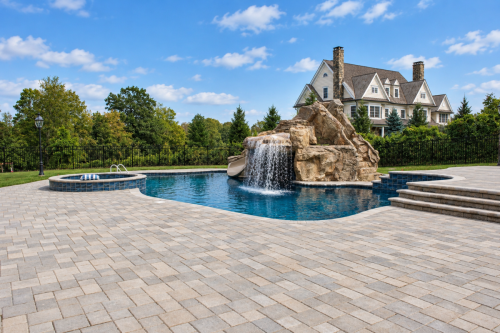 Gunite Pool with water feature and spa
